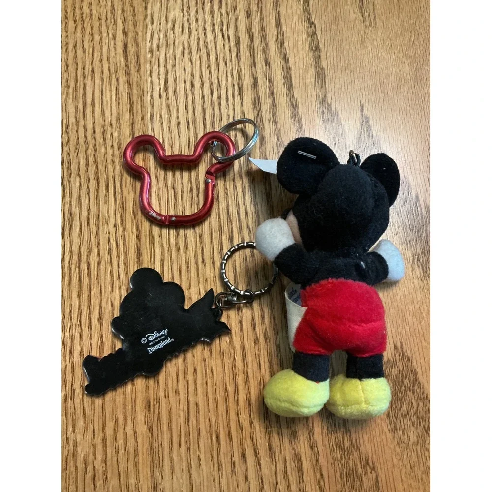 Disneyland Mickey Mouse Keychain Lot Plush Carabiner Rubber 3 Piece Set